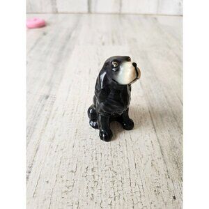 Vintage porcelain dog puppy sitting terrier decor black